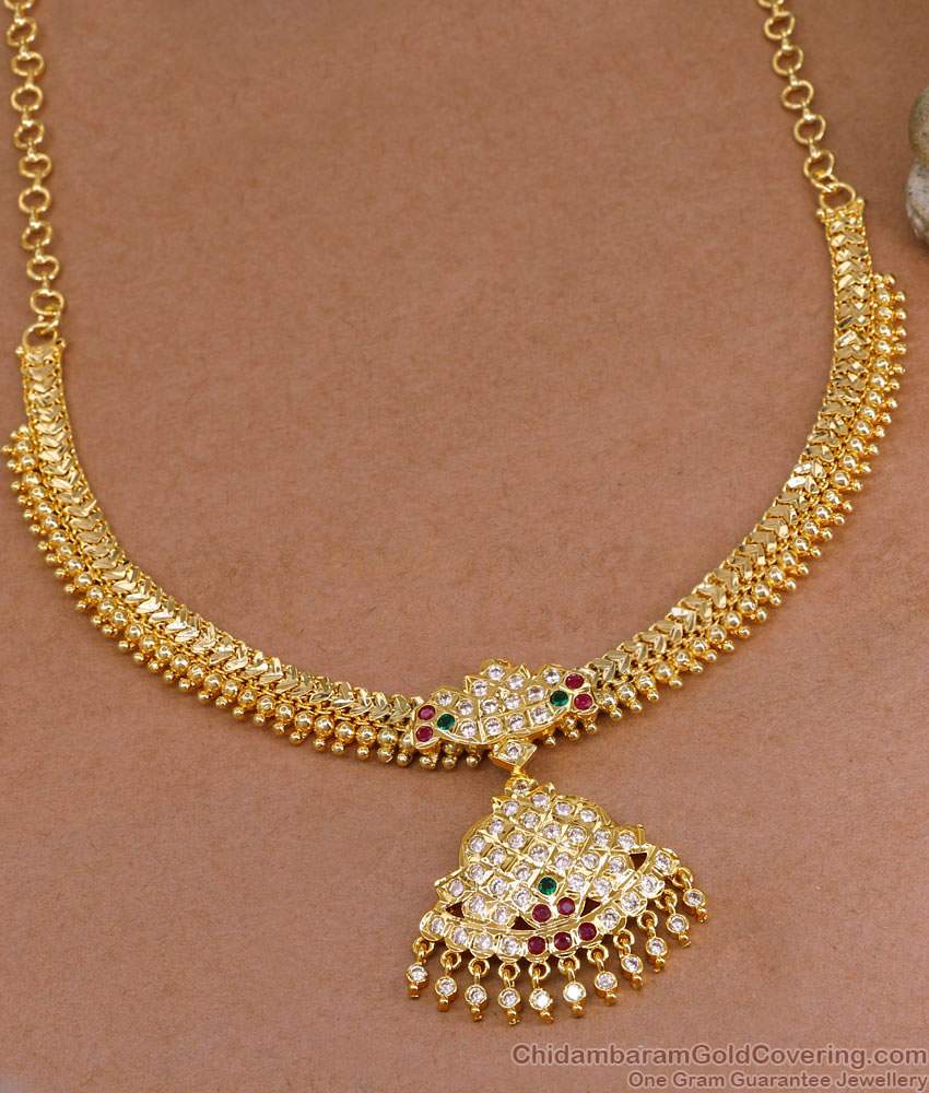 Real Gold Look Heart Design Gold Necklace With Impon Pendant NCKN4151