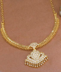 Buy White Stone Impon Panchaloha Attigai Necklace Online NCKN4152 Buy White Stone Impon Panchaloha Attigai Necklace Online NCKN4152