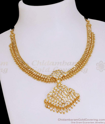 Buy White Stone Impon Panchaloha Attigai Necklace Online NCKN4152