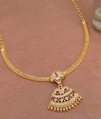 Lotus Design Ruby White Stone Impon Attigai For Women Fashion NCKN4153 Lotus Design Ruby White Stone Impon Attigai For Women Fashion NCKN4153