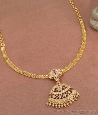 Lotus Design Ruby White Stone Impon Attigai For Women Fashion NCKN4153