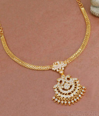 Beautiful Peacock Design White Stone Attigai Impon Necklace Design NCKN4154 Beautiful Peacock Design White Stone Attigai Impon Necklace Design NCKN4154