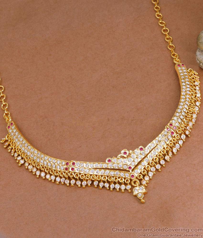 Original Impon Five Metal Choker Necklace For Bridal Wear NCKN4157