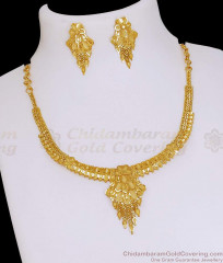Arabic Design Two Gram Gold Necklace Earring Wedding Combo NCKN4158