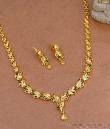 Pure Gold Tone Ad Stone Necklace Women Bridal Jewelry Online NCKN4160