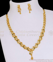 Pure Gold Tone Ad Stone Necklace Women Bridal Jewelry Online NCKN4160