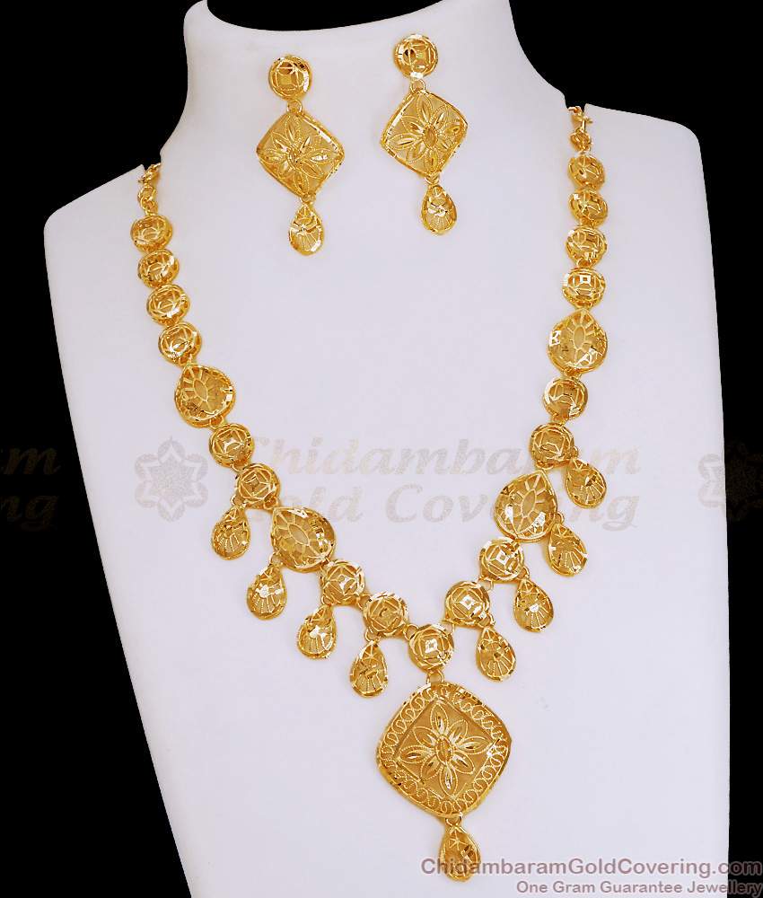 Premium Quality 2 Gram Gold Bridal Necklace Forming Jewelry Set NCKN4163 Premium Quality 2 Gram Gold Bridal Necklace Forming Jewelry Set NCKN4163