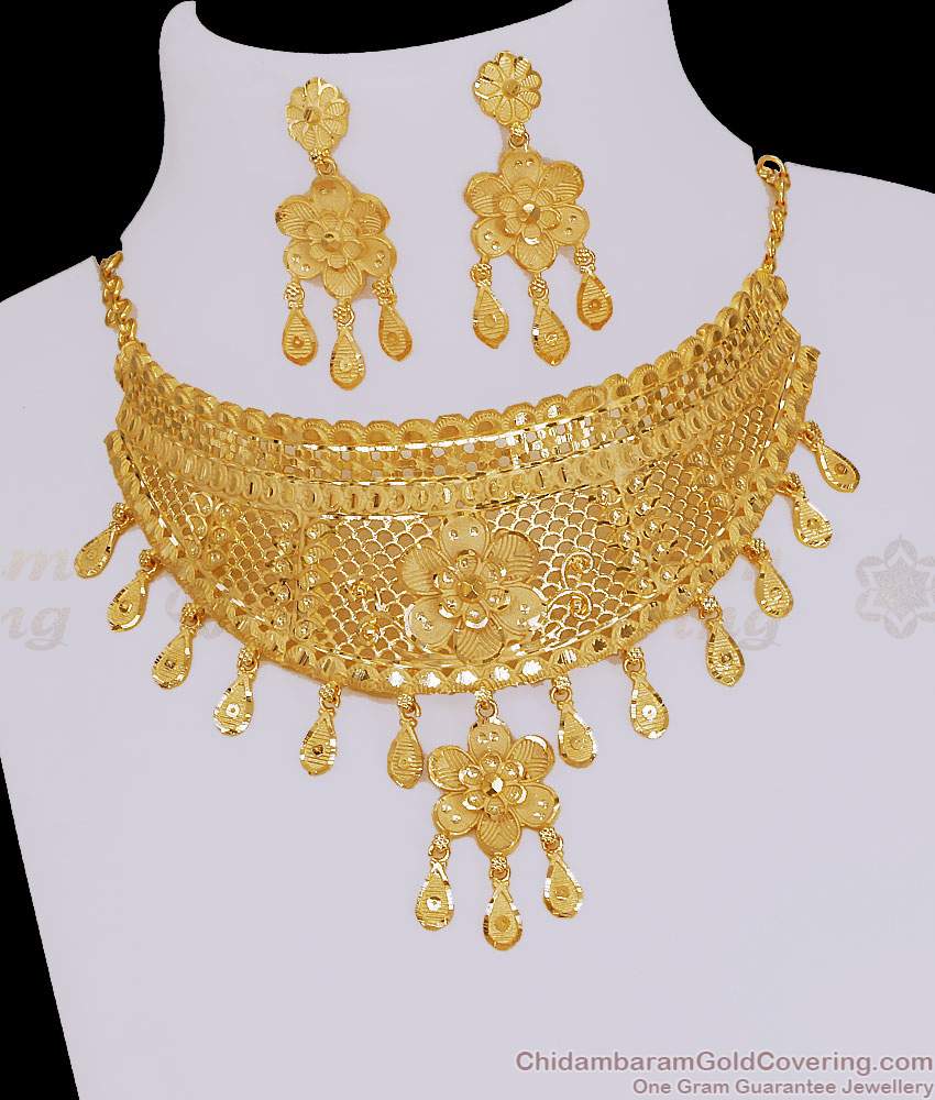 High Quality Two Gram Gold Forming Choker Necklace Set Shop Online NCKN4167