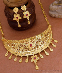 Premium Quality 2 Gram Gold Small Cute Choker Design Ruby Stone NCKN4168