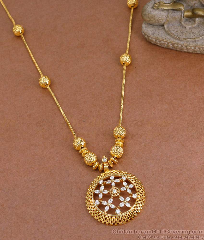 Stylish Gold Imitation White Stone Necklace Design For Party Wear NCKN4171