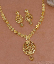 Latest Two Gram Gold Necklace Forming Jewelry Bridal Set Online NCKN4174