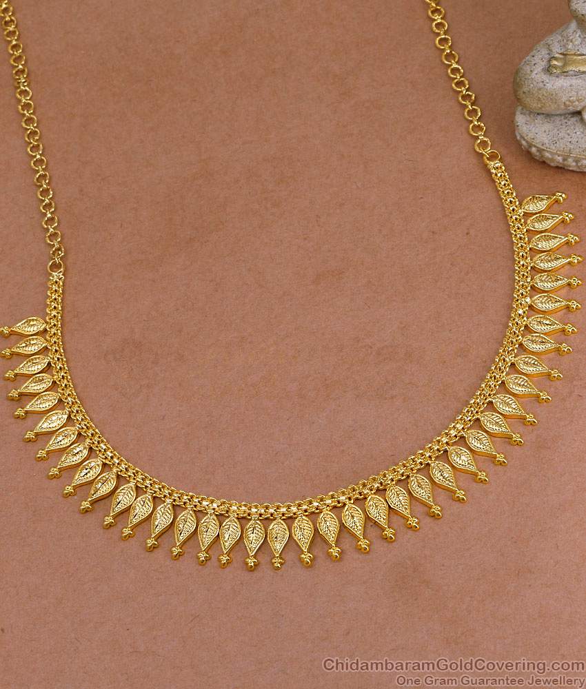 Plain One Gram Gold Necklace Leaf Malai Design For Women Fashion NCKN4176 Plain One Gram Gold Necklace Leaf Malai Design For Women Fashion NCKN4176
