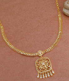 Full White Stone One Gram Gold Necklace Heart Chain Design For Wedding NCKN4182 Full White Stone One Gram Gold Necklace Heart Chain Design For Wedding NCKN4182