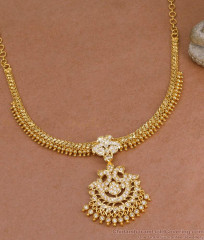 Full White Stone Dual Peacock Impon Attigai Necklace Shop Online NCKN4189