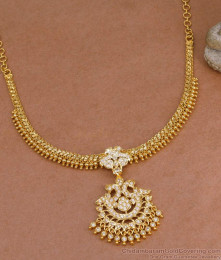 Full White Stone Dual Peacock Impon Attigai Necklace Shop Online NCKN4189