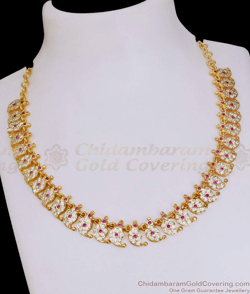 New Arrival Ruby White Stone Mango Attigai Impon 5 Metal Jewelry NCKN4191 New Arrival Ruby White Stone Mango Attigai Impon 5 Metal Jewelry NCKN4191