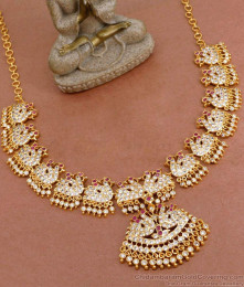 Heavy Bridal Wear Swan Design Impon Attigai Necklace For Women Fashion NCKN4192