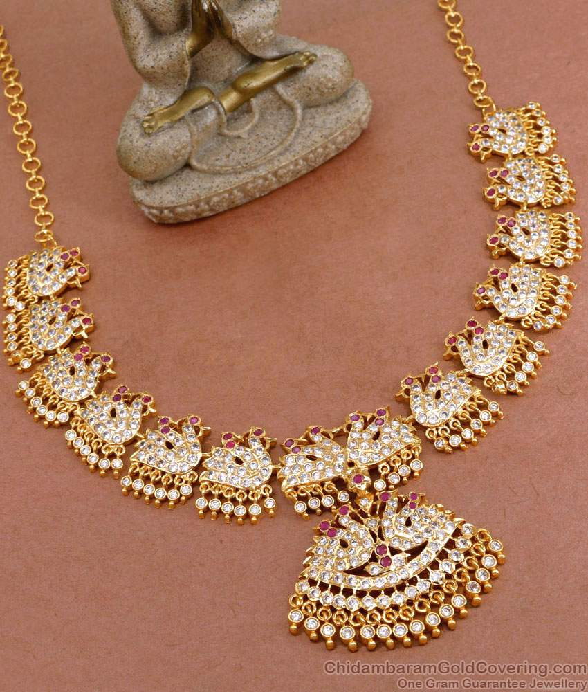 Heavy Bridal Wear Swan Design Impon Attigai Necklace For Women Fashion NCKN4192 Heavy Bridal Wear Swan Design Impon Attigai Necklace For Women Fashion NCKN4192