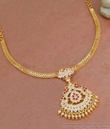 Buy Impon Ruby White Stone Peacock Necklace  For Bridal Wear NCKN4193