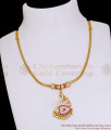 Beautiful Peacock Sangu Design Gold Imitation Necklace With Stones NCKN4195