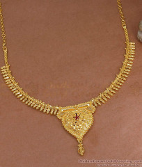 Latest Mullaipoo Design One Gram Gold Necklace Kerala Wedding Jewelry NCKN4196