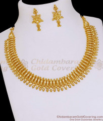 Premium Quality 1 Gram Gold Mullaipoo Necklace Earring Bridal Set NCKN4199
