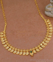 Single Emerald Stone Gold Imitation Mango Necklace Shop Online NCKN4200 Single Emerald Stone Gold Imitation Mango Necklace Shop Online NCKN4200