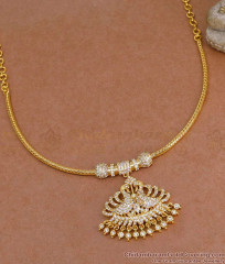 Stylish Ad White Stone Dual Swan Gold Plated Necklace Shop Online NCKN4201