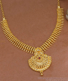 Traditional Kerala Pattern Mullaipoo Gold Necklace Wedding Jewelry NCKN4203 Traditional Kerala Pattern Mullaipoo Gold Necklace Wedding Jewelry NCKN4203