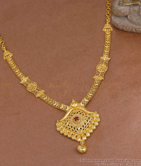 Real Gold Look Ruby Stone Necklace Heart Charm Design For Wedding NCKN4205