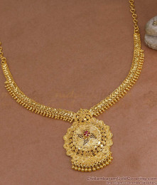 Bridal Wear One Gram Gold Ruby Stone Necklace For Women NCKN4208 Bridal Wear One Gram Gold Ruby Stone Necklace For Women NCKN4208