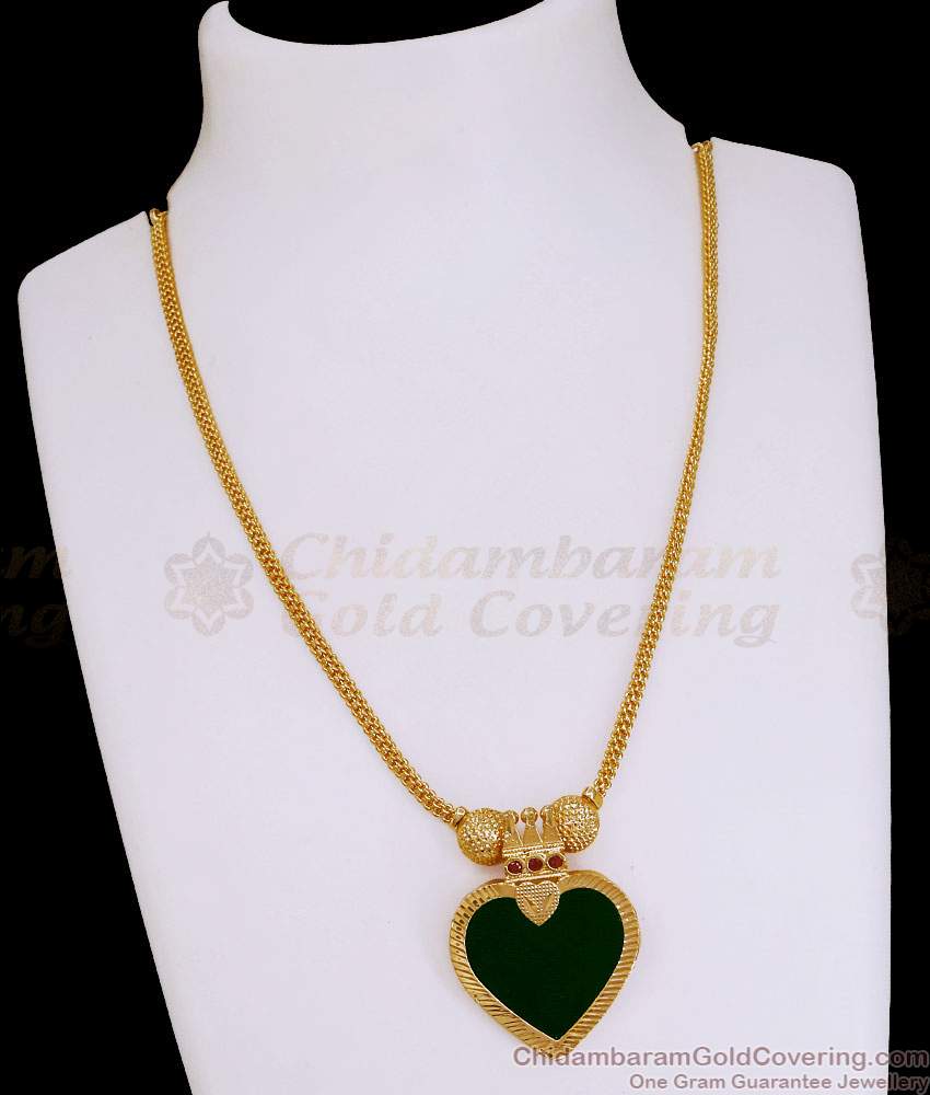 Big Green Palakka Stone Heart Shaped Gold Necklace Imitation Jewelry NCKN4214 Big Green Palakka Stone Heart Shaped Gold Necklace Imitation Jewelry NCKN4214