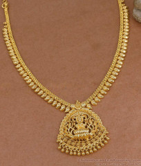 Plain One Gram Gold Lakshmi Necklace Manga Malai Design Online NCKN4217