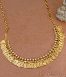 Beautiful Micro Gold Plated Lakshmi Coin Necklace With Pearls NCKN4223