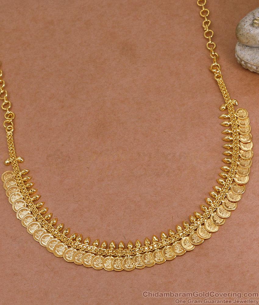 High Quality One Gram Gold Lakshmi Kasu Necklace For Brides NCKN4224