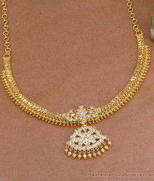 Full White Stone Impon Choker Necklace Bridal Wear Jewelry NCKN4232