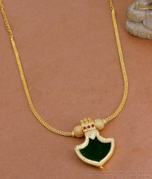 Big Green Palakka Stone Gold Imitation Necklace Design Shop Online NCKN4236