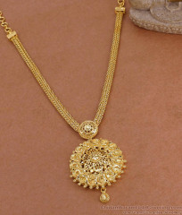 Light Weight One Gram Gold Necklace Floral Pendant Design Online NCKN4238