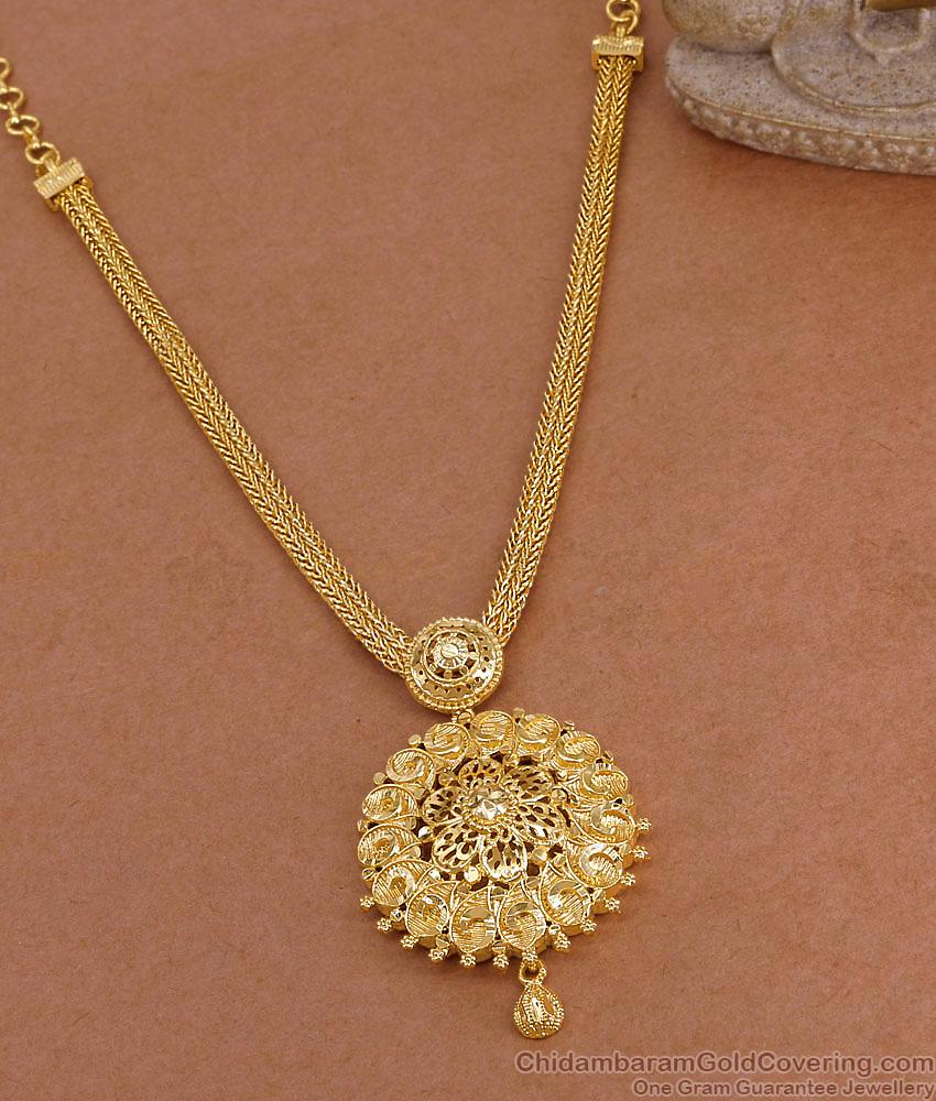 Light Weight One Gram Gold Necklace Floral Pendant Design Online NCKN4238 Light Weight One Gram Gold Necklace Floral Pendant Design Online NCKN4238