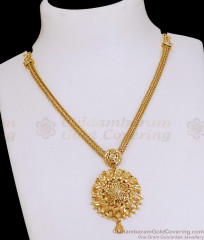 Light Weight One Gram Gold Necklace Floral Pendant Design Online NCKN4238