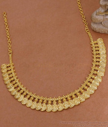 Traditional Micro Gold Plated Lakshmi Coin Necklace Women Bridal Jewelry NCKN4239