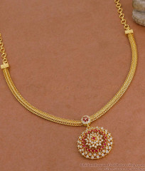 Stylish Ruby White Ad Stone Gold Necklace Bridal Jewelry Collections NCKN4243