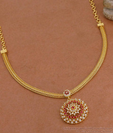 Stylish Ruby White Ad Stone Gold Necklace Bridal Jewelry Collections NCKN4243