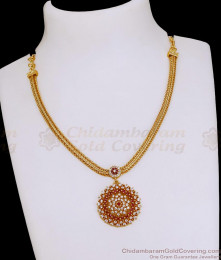 Stylish Ruby White Ad Stone Gold Necklace Bridal Jewelry Collections NCKN4243