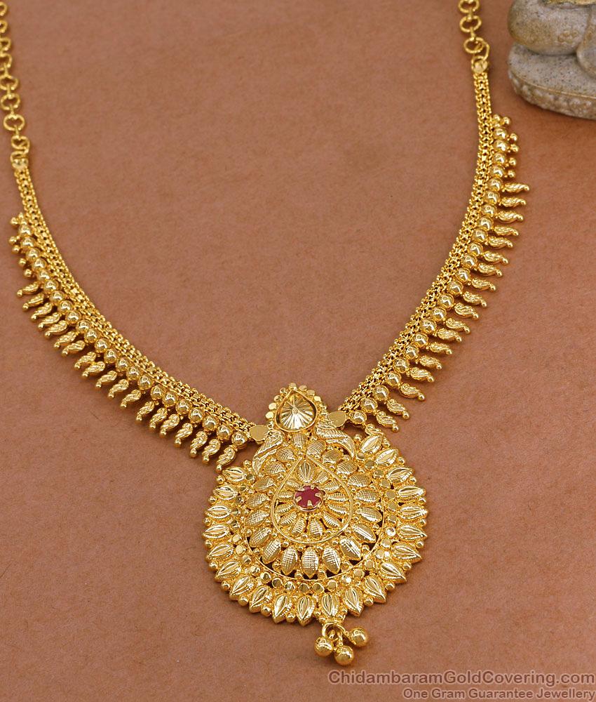 New Bridal Wear Gold Imitation Mullai Poo Necklace Design Shop Online NCKN4247