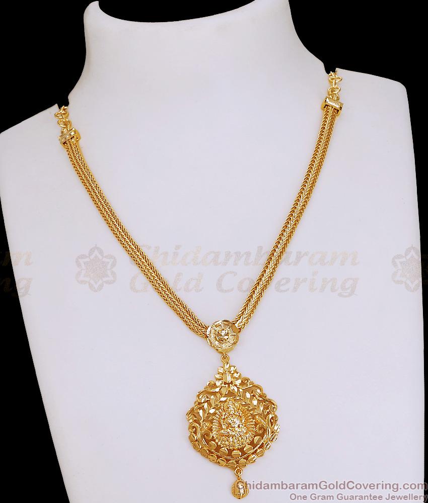 Lakshmi Motif Gold Imitation Necklace Light Weight Bridal Jewelry NCKN4250