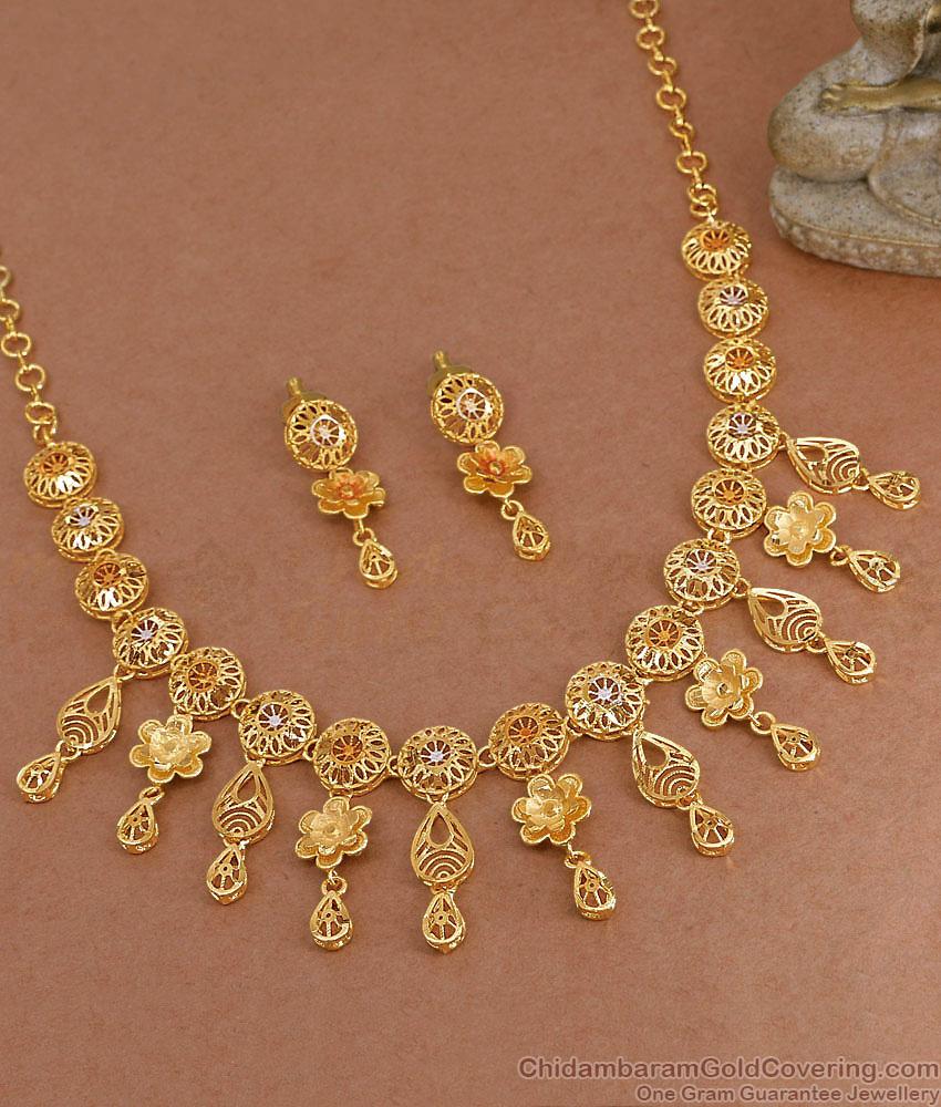 Multi Color Enamel Pattern Arabic Gold Necklace Design For Wedding NCKN4252