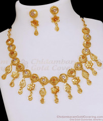 Multi Color Enamel Pattern Arabic Gold Necklace Design For Wedding NCKN4252