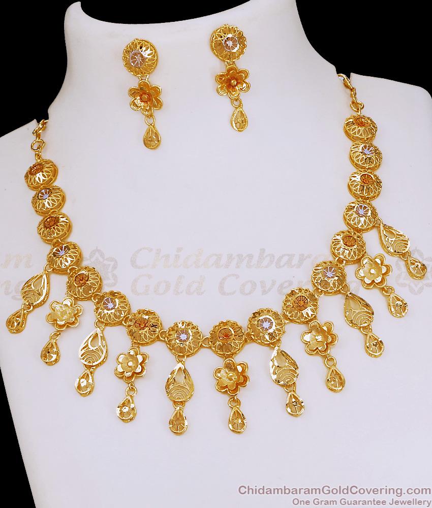Multi Color Enamel Pattern Arabic Gold Necklace Design For Wedding NCKN4252