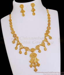 Light Weight Two Gram Gold Bridal Necklace Design With Earring For Women NCKN4253 Light Weight Two Gram Gold Bridal Necklace Design With Earring For Women NCKN4253